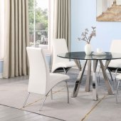 Alaia Dining Set 5Pc 190710 in Chrome by Coaster w/White Chairs