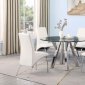 Alaia Dining Set 5Pc 190710 in Chrome by Coaster w/White Chairs