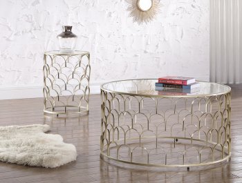 Finn Coffee Table 225 Gold Tone Steel Base by Meridian w/Options [MRCT-225 Finn]