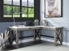 Talmar Writing Desk OF00055 Marble Top & Rustic Oak by Acme