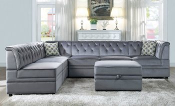 Bois II Modular Sectional Sofa 7PC Set 53305 Gray Velvet by Acme [AMSS-53305-Bois II]