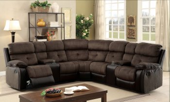 Hadley II Sectional Sofa CM6871 w/Recliners in Brown & Espresso [FASS-CM6871-Hadley-II]