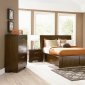 Light Cappuccino Finish Modern Platform Bed w/Optional Casegoods