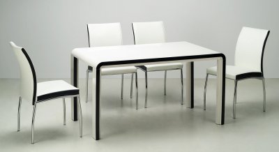 Black & Beige Modern Dining Room Table w/Optional Chairs