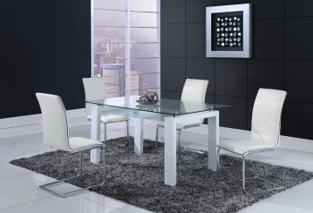 D648DT Dining Set 5Pc by Global w/D490DC White Chairs [GFDS-D648DT-D490DC-WH]