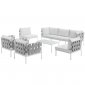 Harmony EEI-2619 8Pc Outdoor Aluminum Sectional Sofa Set