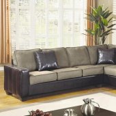 Beige Microfiber Stylish Sectional Sofa W/Dark Vinyl Base