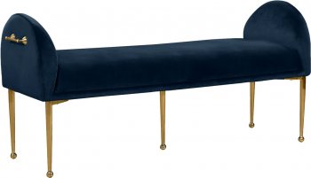 Owen Bench 144 in Navy Velvet Fabric by Meridian [MRBN-144 Owen Navy]