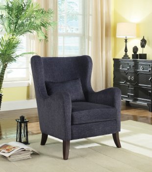 Set of 2 Accent Chairs 902684 in Indigo Printed Velvet - Coaster [CRAC-902684]