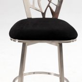 Black Microfiber Seat & Satin Nickel Set of 2 Modern Barstools