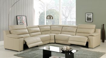 Elda Reclining Sectional Sofa in Beige Leather by At Home USA [AHUSS-Elda Beige]