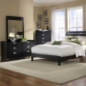 Black Finish Contemporary Bedroom w/Optional Items