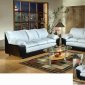 Light Grey Fabric and Vinyl Modern Sofa & Loveseat Set w/Options