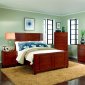 Cherry Finish Modern Bedroom w/Decorative Metal Hardware