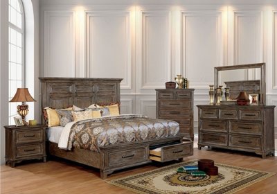 Oberon Storage Bed CM7845 in Rustic Oak w/Options