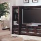 Cappuccino Finish Modern Entertainment Wall Unit W/Glass Doors