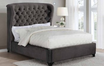 Graydon Upholstered Bed 306007 in Brown Fabric by Coaster [CRB-306007-Graydon]