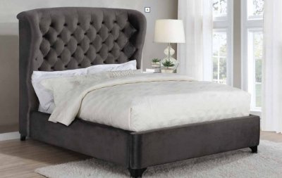 Graydon Upholstered Bed 306007 in Brown Fabric by Coaster