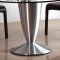 Contemporary Dinette with Silver Metal Base & Round Glass Top