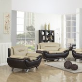 1072 Sofa in Almond & Brown Faux Leather w/Options