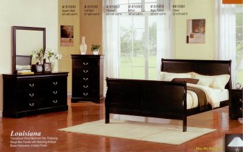 Black Finish Transitional Bedroom w/Sleigh Bed & Options [MABS-Louisiana]