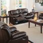 Warm Brown Bonded Leather Motion Sofa & Loveseat Set