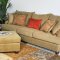 Beige Fabric Contemporary 3Pc Sofa Set w/Wooden Legs