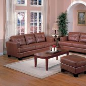 2 Pc Brown Bonded Leather Elegant Sofa & Loveseat Set