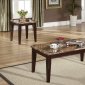 Mocha Finish Contemporary 3PC Table Set w/Marble-like Top