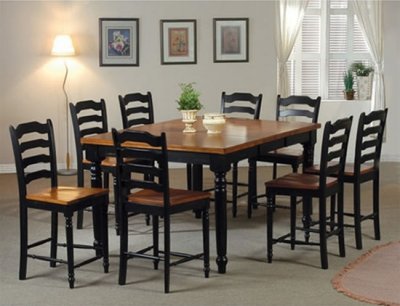 Two-Tone Black & Distressed Cherry Finish Classic Dinette