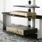 Silver Modern TV Stand w/Black Glass Shelves