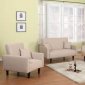 Oatmeal Fabric Modern 3Pc Living Room Set w/Sofa Bed