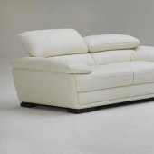 White Full Top Grain Leather Modern 3PC Sofa Set w/Wood Legs