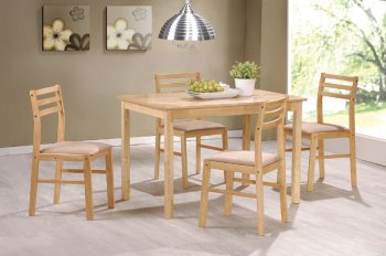 Fresh Natural Finish Modern 5Pc Dining Set w/Microfiber Seats [CRDS-150003]