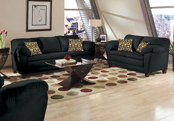 Black Fabric Transitional Living Room w/Super-Soft Arm Pillows [HLS-U508]