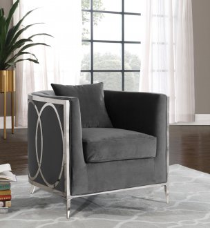 Circa Accent Chair 573 in Grey Velvet Fabric by Meridian