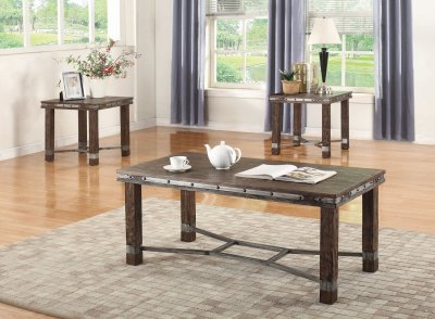 703548 Coffee Table 3Pc Set in Sandblasted Brown by Coaster