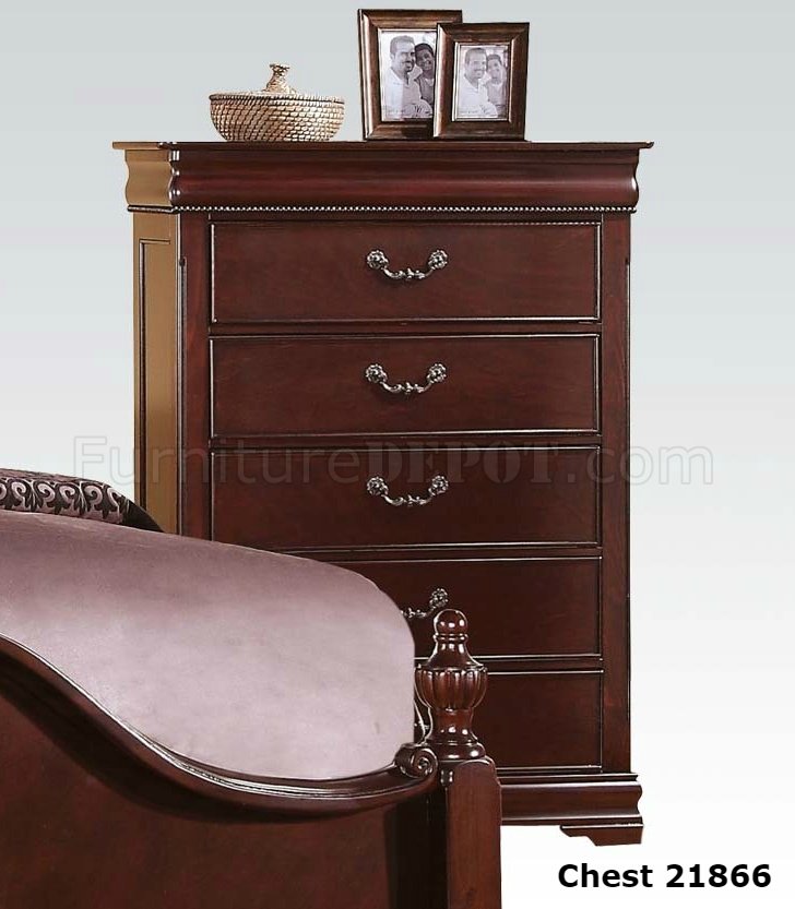 Louis Philippe III Bookcase Bedroom Set (Cherry) by Acme Furniture