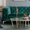 Benedict Sofa & Loveseat Set in Emerald Green Velvet Fabric