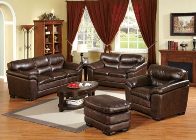 2 Pc Transitional Sofa & Loveseat Set In Dark Brown