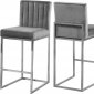 Giselle Counter Stool 782 Set of 2 Grey Velvet Fabric -Meridian