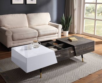 Orion Coffee Table 84680 in Rustic Oak & White by Acme [AMCT-84680 Orion]