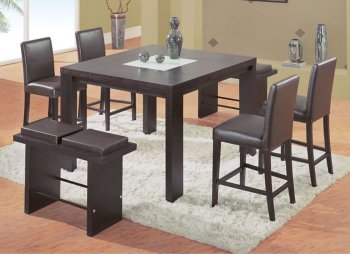 Dark Chocolate Contemporary Bar Table W/Chairs & Benches [GFBA-67BT-CP001BT]