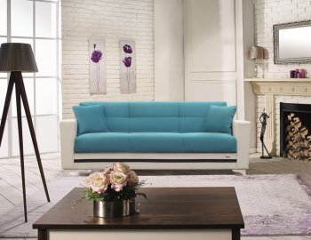 Milano Sofa Bed in Blue Fabric by Casamode w/Options [CMSB-Milano Blue]