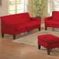 Red Microfiber Contemporary Sofa w/Wooden Legs