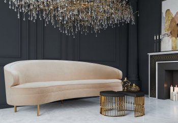 Baila Sofa TOV-S177 in Champagne Velvet Fabric by TOV Furniture [TVS-TOV-S177-Baila Cream]