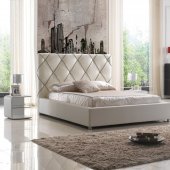 6200 Bed in White Leather Match by ESF w/Optional Nightstands