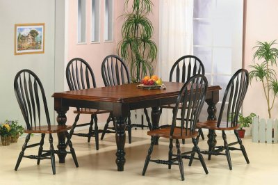 Black & Cherry Two-Tone Finish Classic 5Pc Dining Set w/Options