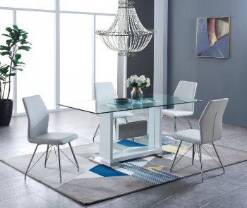 D1182DT-WH Dining Set 5Pc in White by Global w/D1609DC-WH Chairs [GFDS-D1182DT-WH D1609DC-WH]