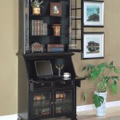 Antique Black Classic Secretary Desk w/Optional Hutch